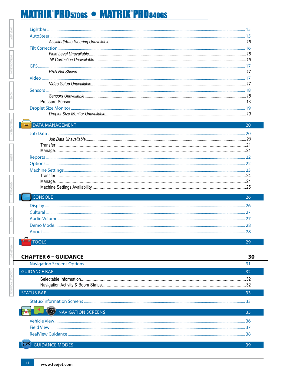 Chapter 6 – guidance 30 | TeeJet Matrix Pro 840GS User Manual | Page 4 / 84