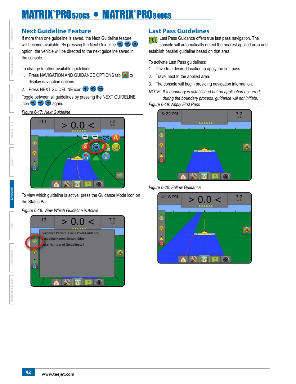 Next guideline feature, Last pass guidelines, Next guideline feature last pass guidelines | TeeJet Matrix Pro 840GS User Manual | Page 48 / 84