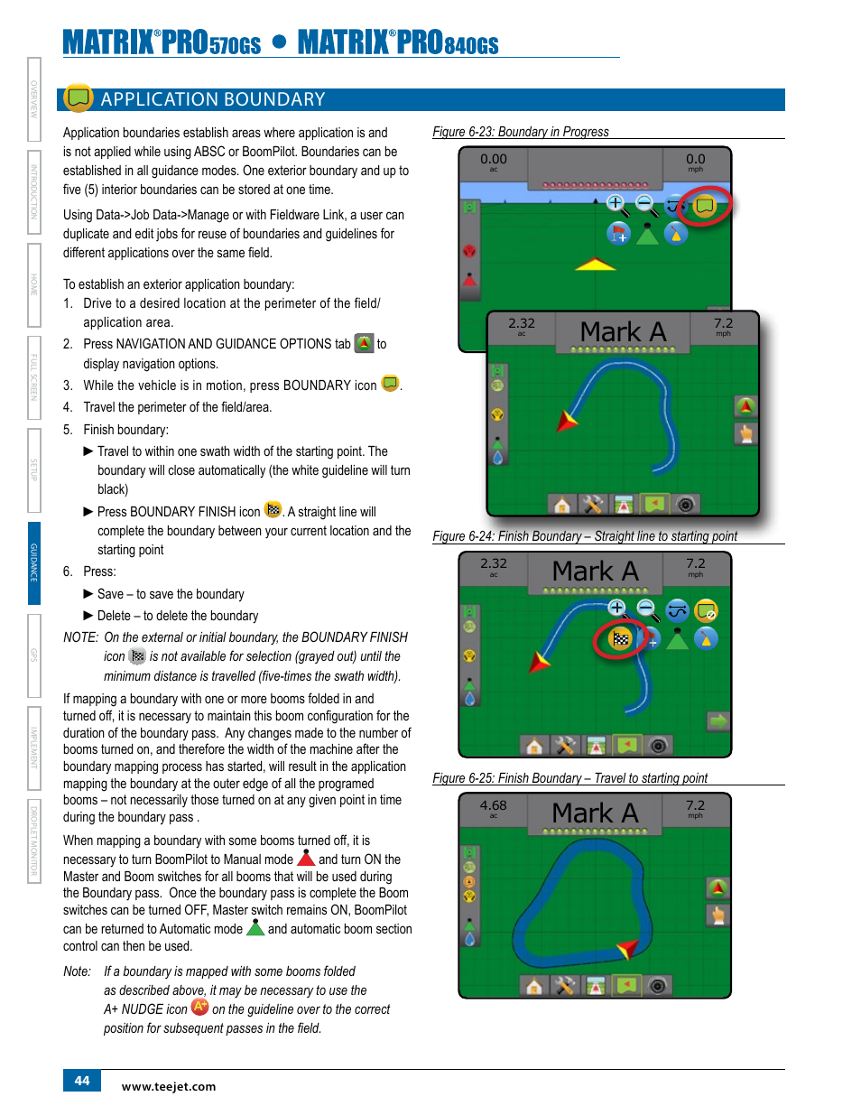 Application boundary, Mark a | TeeJet Matrix Pro 840GS User Manual | Page 50 / 84
