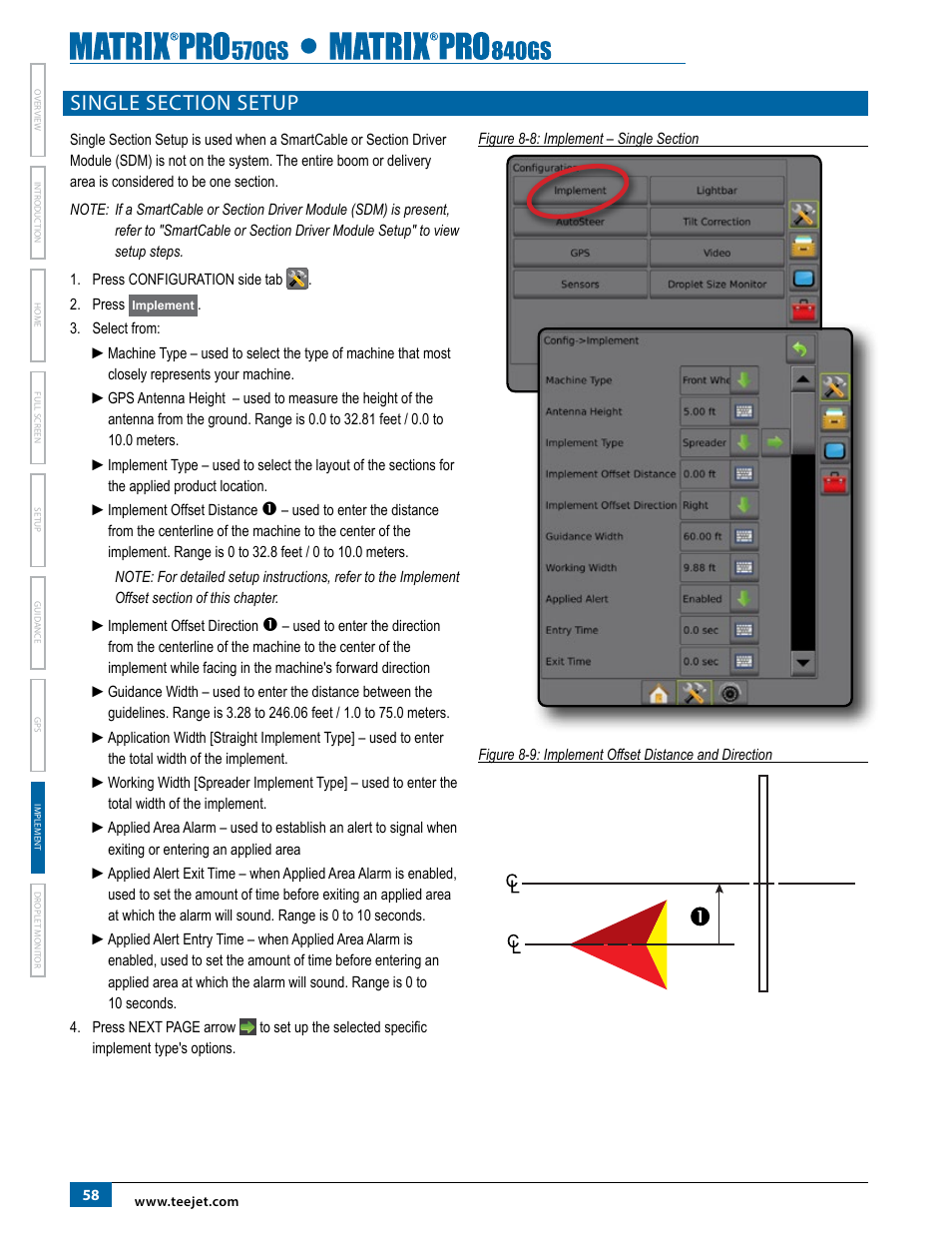 Single section setup | TeeJet Matrix Pro 840GS User Manual | Page 64 / 84