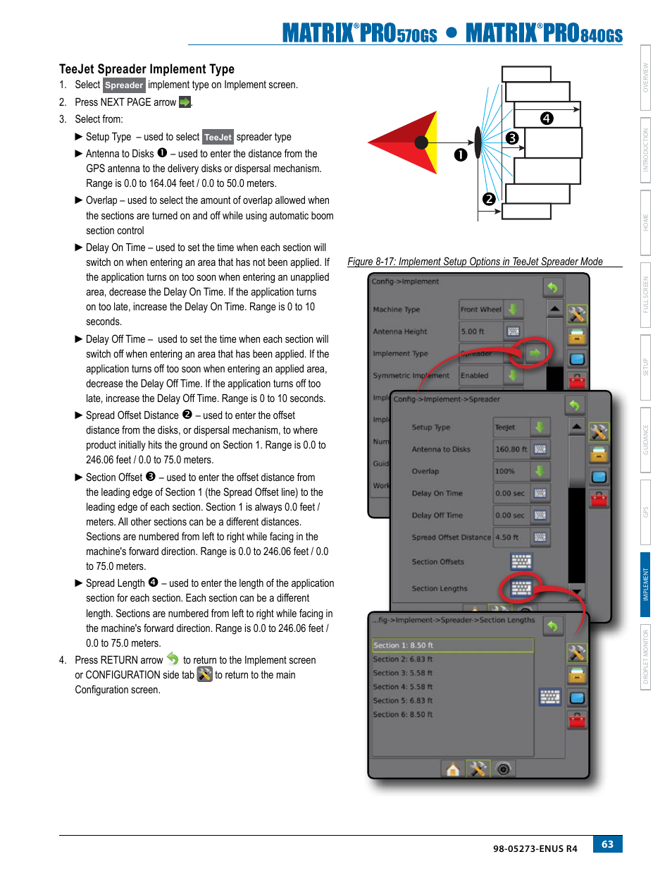 Teejet spreader implement type | TeeJet Matrix Pro 840GS User Manual | Page 69 / 84
