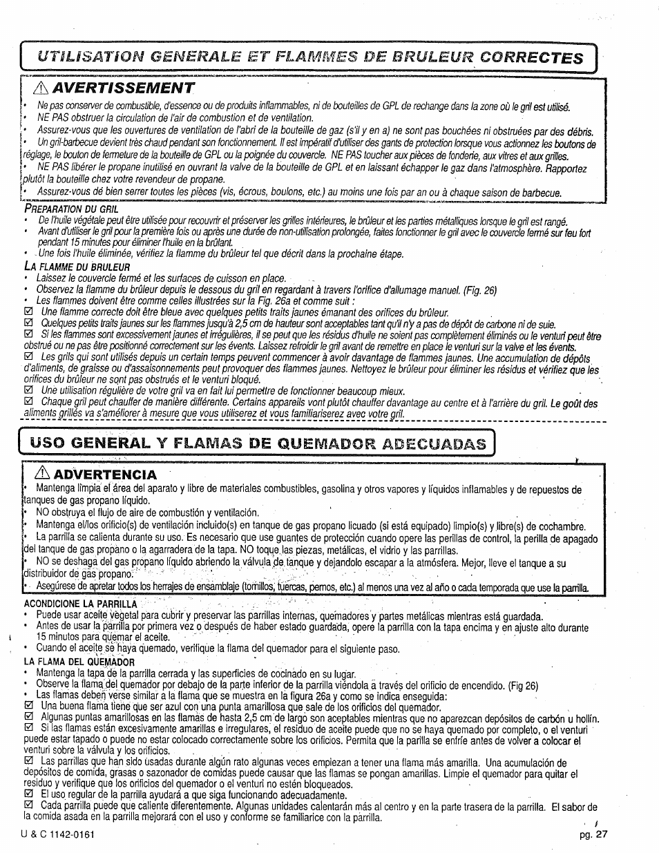 Advertencia, Uso general y flaivias de qüeiviador adecuadas | Craftsman 258.1240100 User Manual | Page 27 / 44