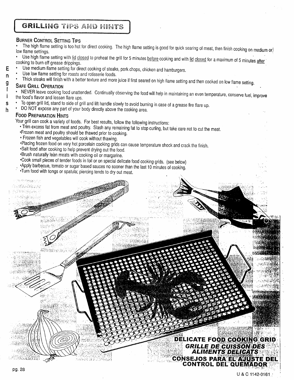 Delicate foqp c, Tips mm, Grille de cuis$0n0es aliments pe | Grtllimg | Craftsman 258.1240100 User Manual | Page 28 / 44