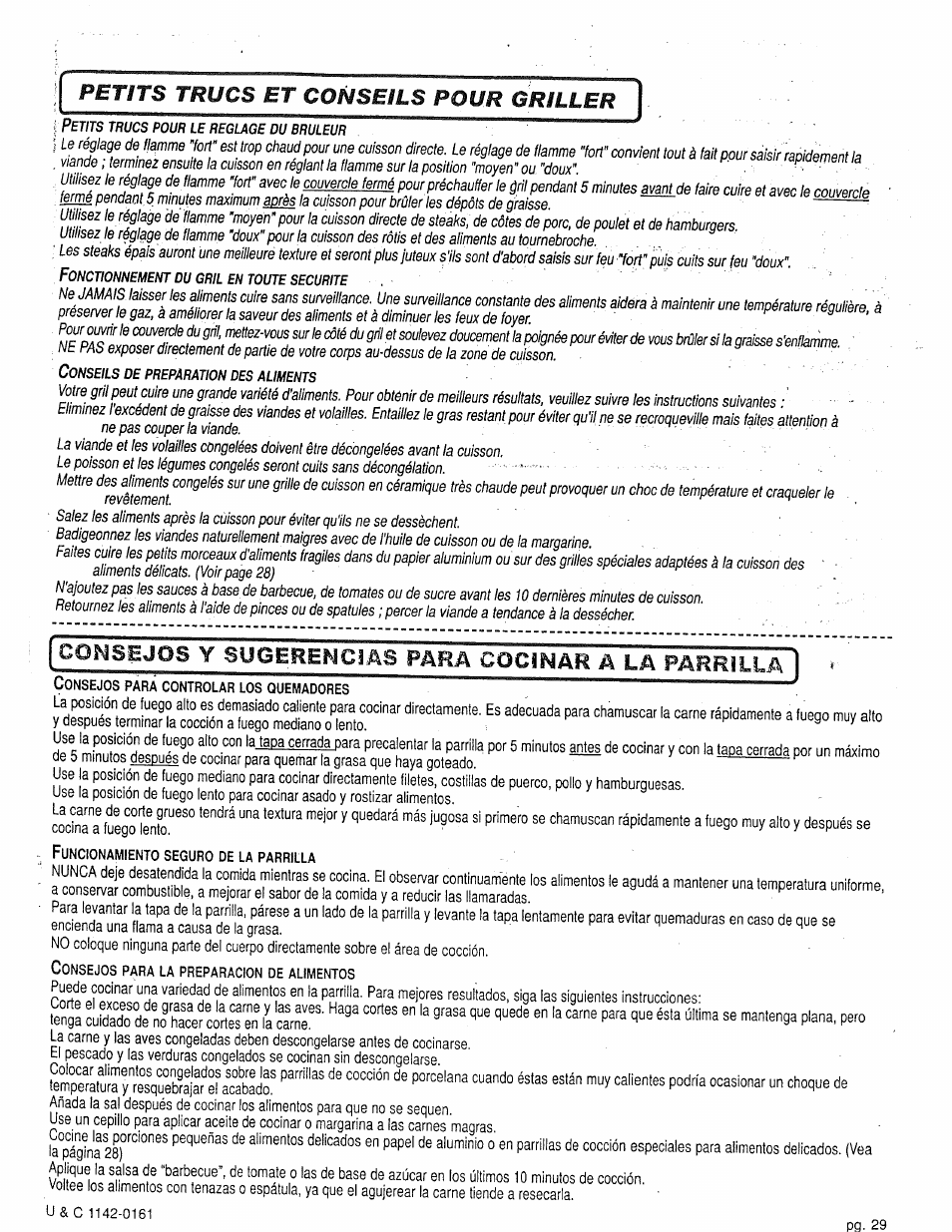 Petits trucs et conseils pour griller, Comsejqs y sugerencias para~c^inàr a la parrilla | Craftsman 258.1240100 User Manual | Page 29 / 44
