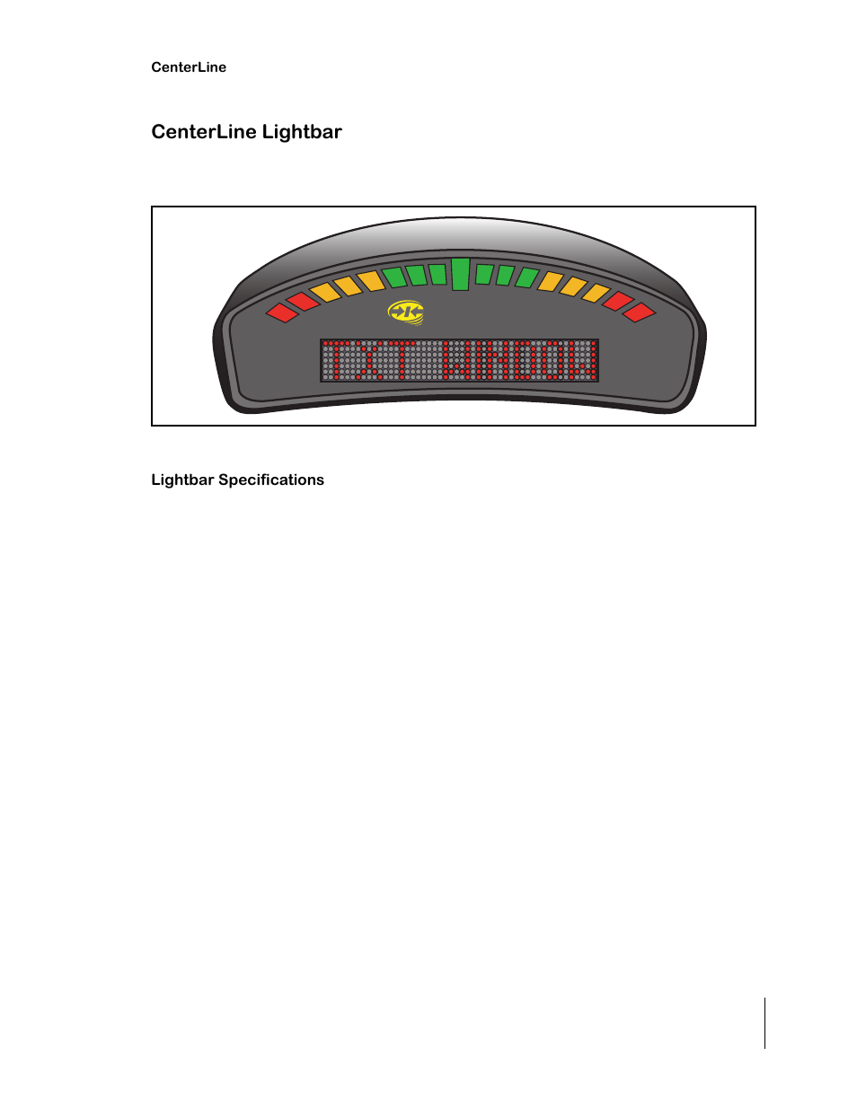 Centerline lightbar, Lightbar specifications, Centerline lightbar lightbar specifications | Centerline | TeeJet CenterLine 2.0 User Manual | Page 13 / 66
