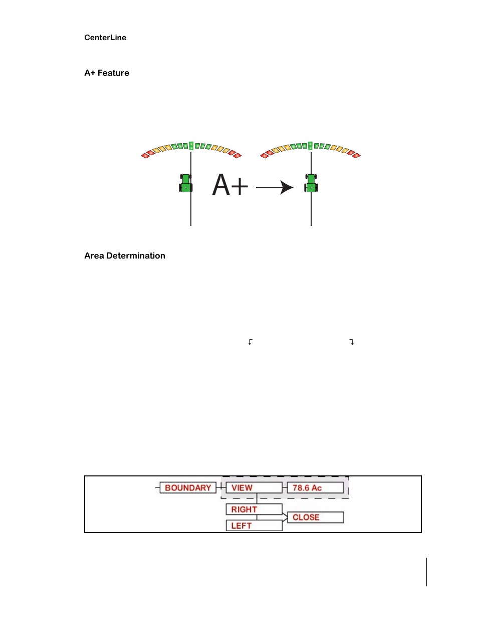 A+ feature, Area determination | TeeJet CenterLine 2.0 User Manual | Page 45 / 66