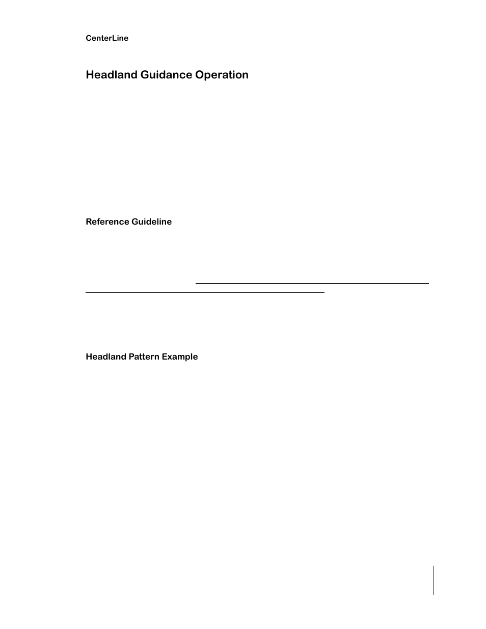 Headland guidance operation, Reference guideline, Headland pattern example | TeeJet CenterLine 2.0 User Manual | Page 47 / 66