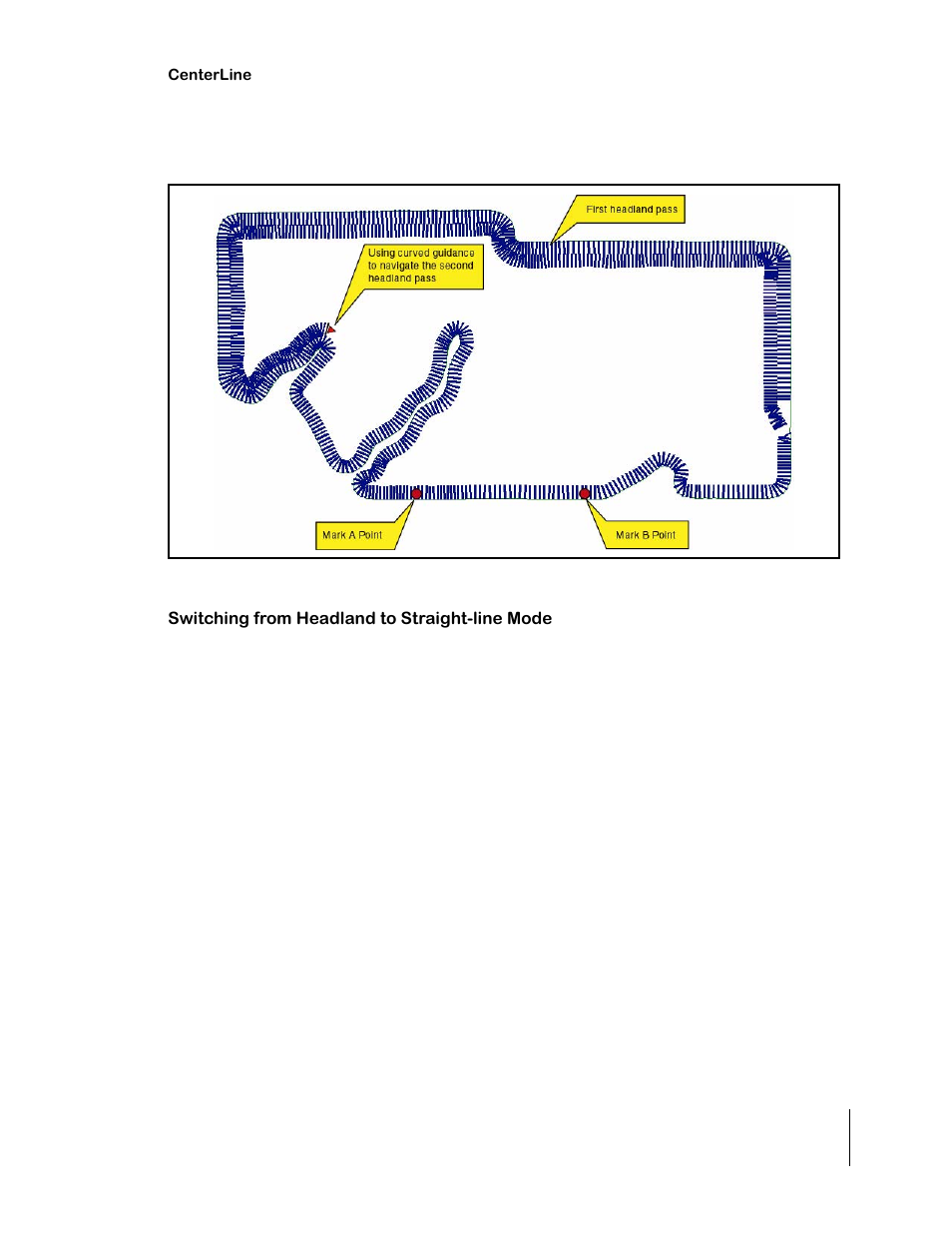Switching from headland to straight-line mode | TeeJet CenterLine 2.0 User Manual | Page 49 / 66
