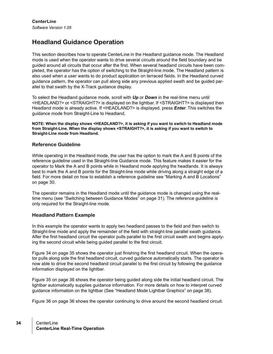 Headland guidance operation | TeeJet CenterLine v1.05 User Manual | Page 40 / 54