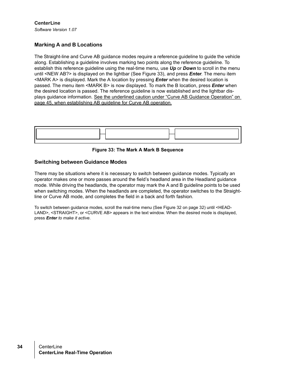 New ab? mark a mark b | TeeJet CenterLine v1.07 User Manual | Page 40 / 60