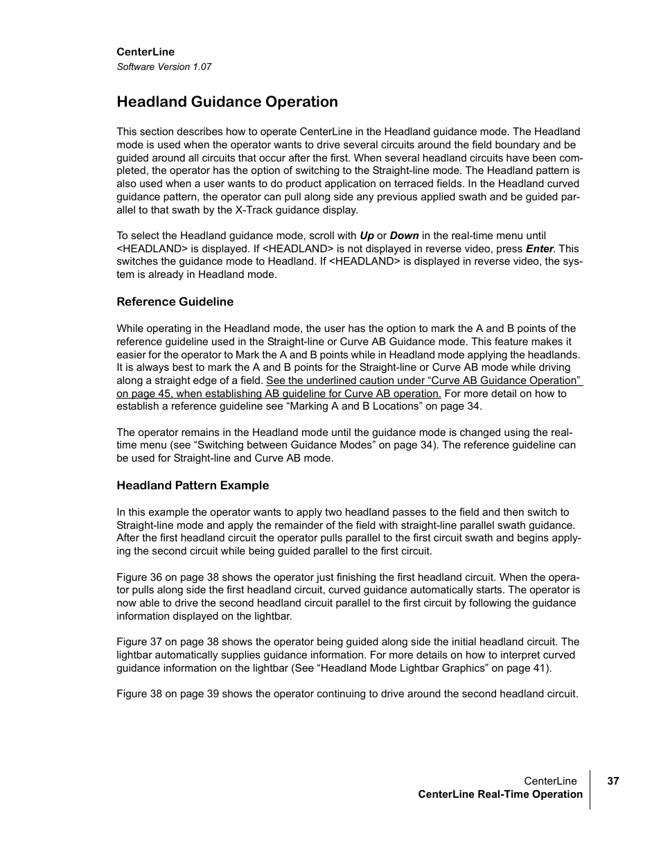 Headland guidance operation | TeeJet CenterLine v1.07 User Manual | Page 43 / 60