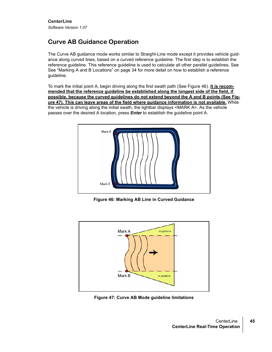 Curve ab guidance operation | TeeJet CenterLine v1.07 User Manual | Page 51 / 60