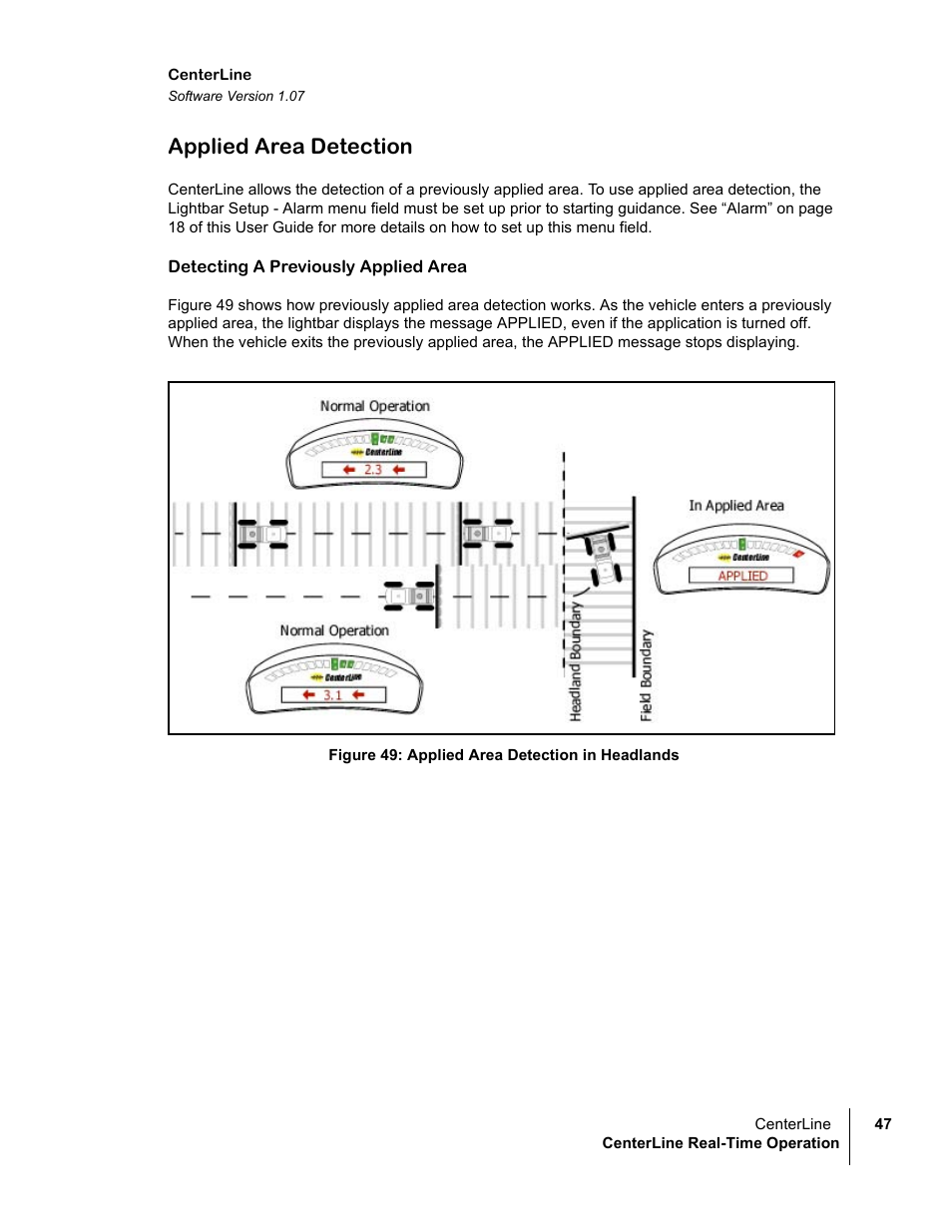 Applied area detection | TeeJet CenterLine v1.07 User Manual | Page 53 / 60