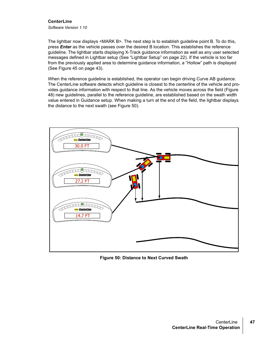 Figure 50: distance to next curved swath | TeeJet CenterLine v1.10 User Manual | Page 51 / 58