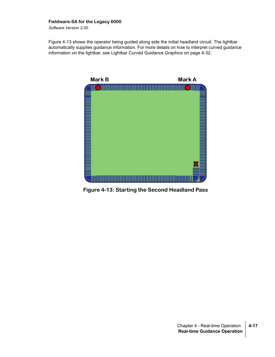 Figure 4-13: starting the second headland pass | TeeJet Fieldware SA 2.0 for Legacy 6000 User Manual | Page 109 / 172