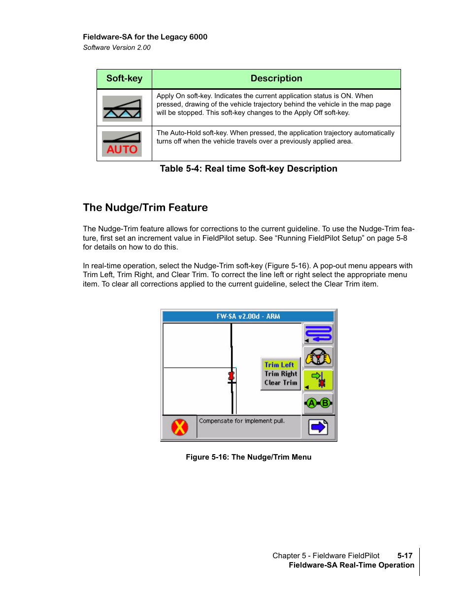 The nudge/trim feature, Figure 5-16: the nudge/trim menu, The nudge/trim feature -17 | TeeJet Fieldware SA 2.0 for Legacy 6000 User Manual | Page 155 / 172