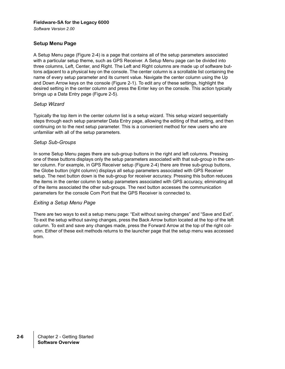 Setup wizard, Setup sub-groups | TeeJet Fieldware SA 2.0 for Legacy 6000 User Manual | Page 18 / 172