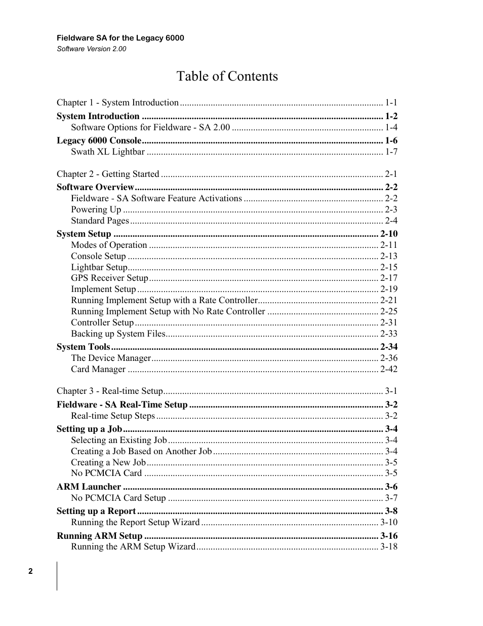TeeJet Fieldware SA 2.0 for Legacy 6000 User Manual | Page 2 / 172