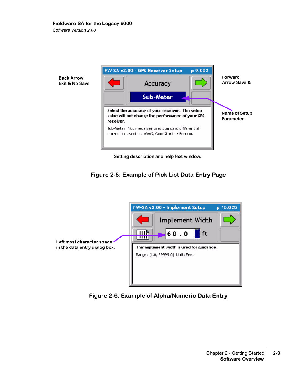Figure 2-6: example of alpha/numeric data entry, Figure 2-5) | TeeJet Fieldware SA 2.0 for Legacy 6000 User Manual | Page 21 / 172