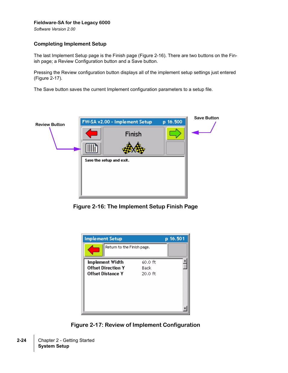 Completing implement setup, Figure 2-17: review of implement configuration | TeeJet Fieldware SA 2.0 for Legacy 6000 User Manual | Page 36 / 172