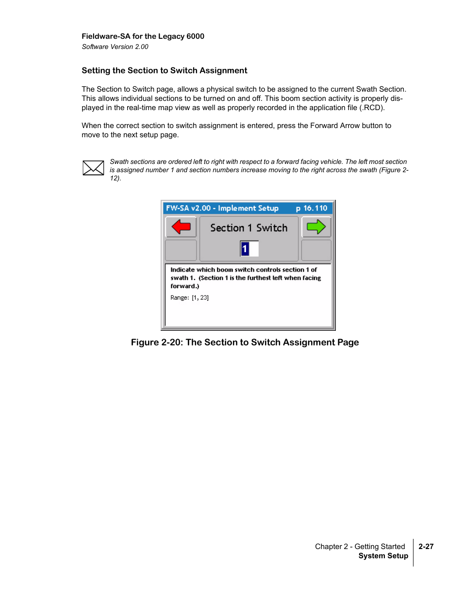 Setting the section to switch assignment | TeeJet Fieldware SA 2.0 for Legacy 6000 User Manual | Page 39 / 172