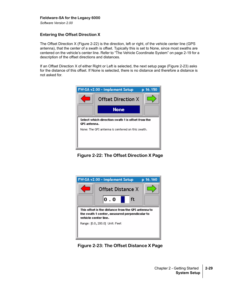 Entering the offset direction x | TeeJet Fieldware SA 2.0 for Legacy 6000 User Manual | Page 41 / 172