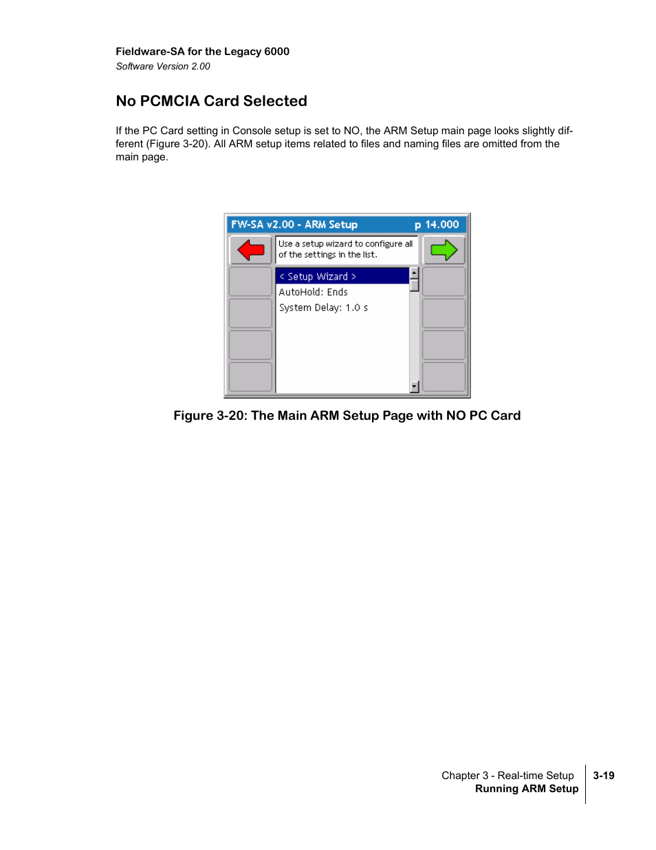 No pcmcia card selected, No pcmcia card selected -19 | TeeJet Fieldware SA 2.0 for Legacy 6000 User Manual | Page 75 / 172