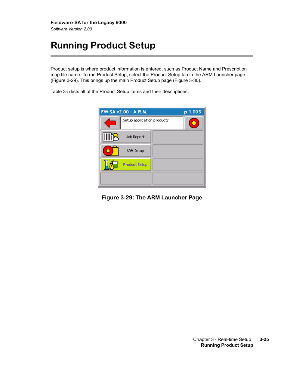 Running product setup, Running product setup -25 | TeeJet Fieldware SA 2.0 for Legacy 6000 User Manual | Page 81 / 172
