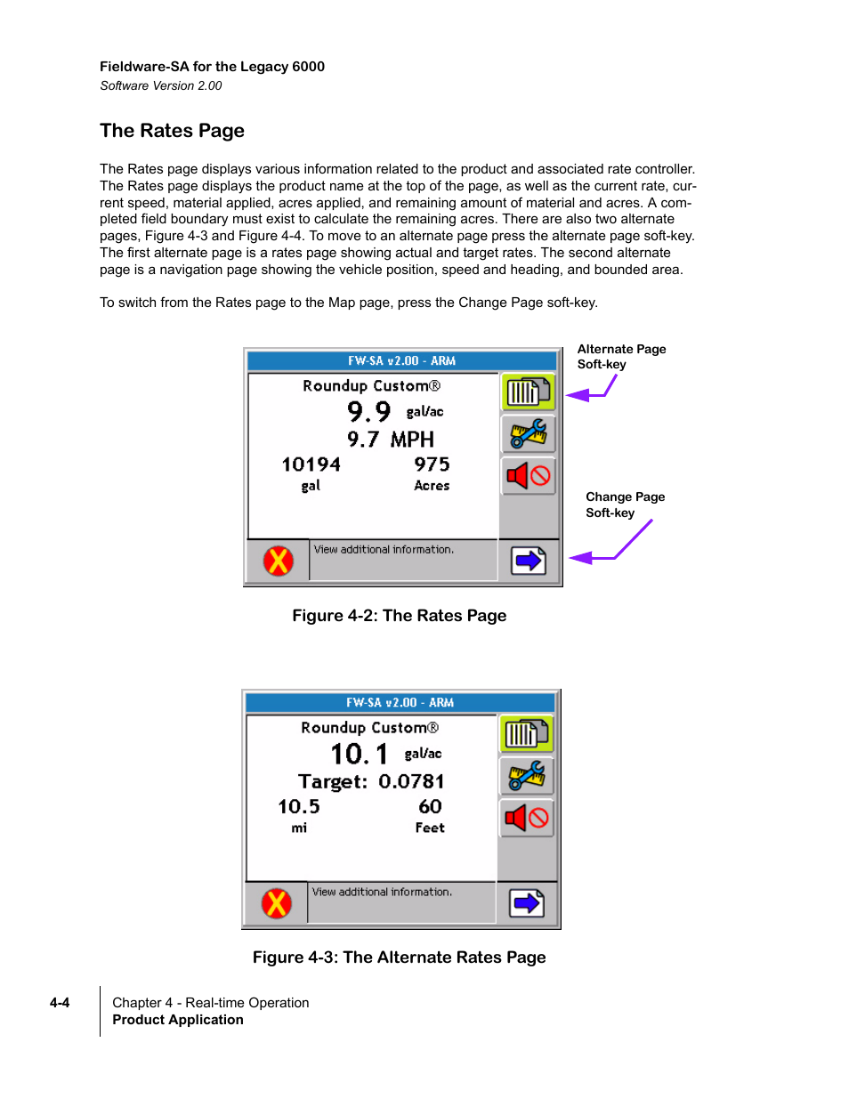 The rates page | TeeJet Fieldware SA 2.0 for Legacy 6000 User Manual | Page 96 / 172