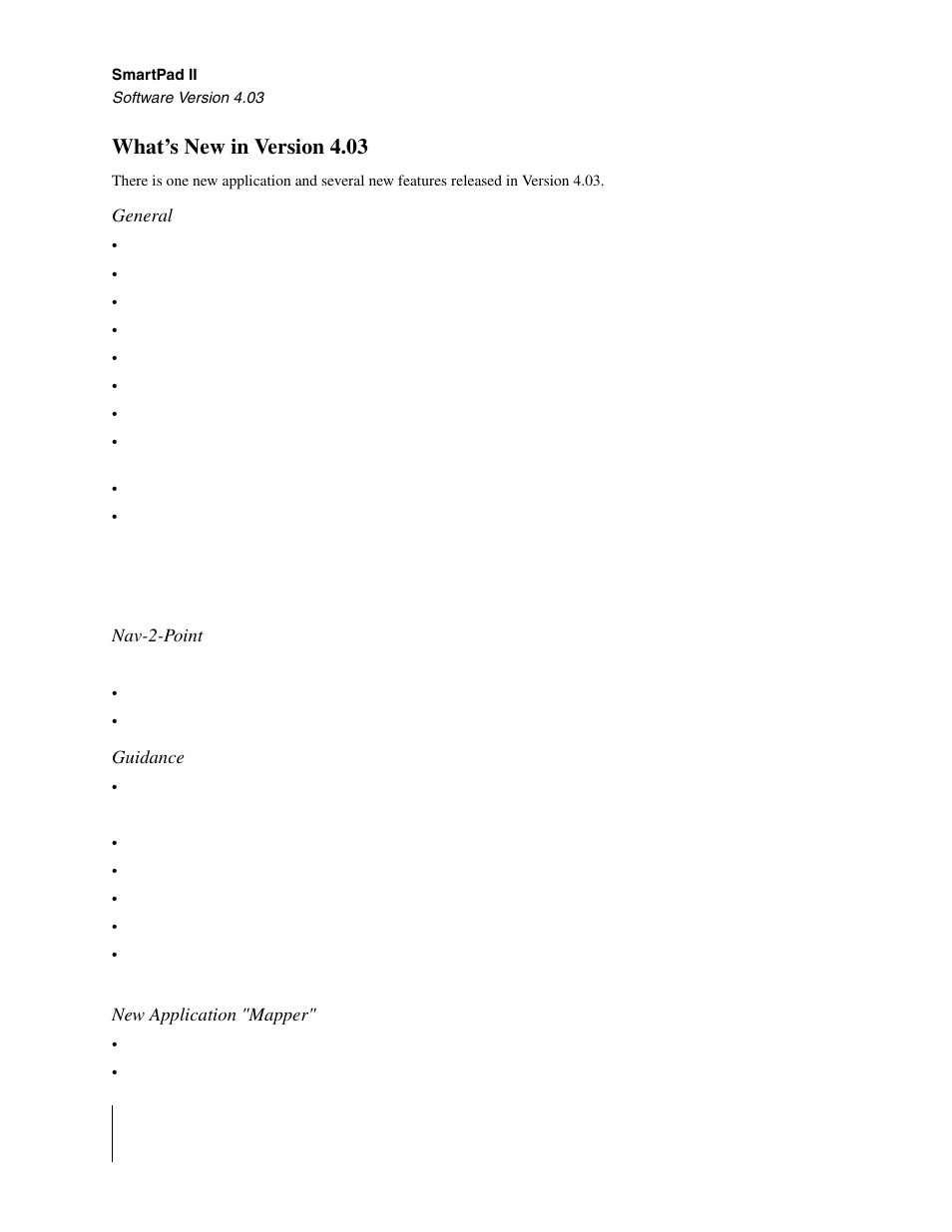 What’s new in version 4.03, General, Nav-2-point | Guidance, New application "mapper | TeeJet Swath XL SmartPad II User Manual | Page 12 / 204