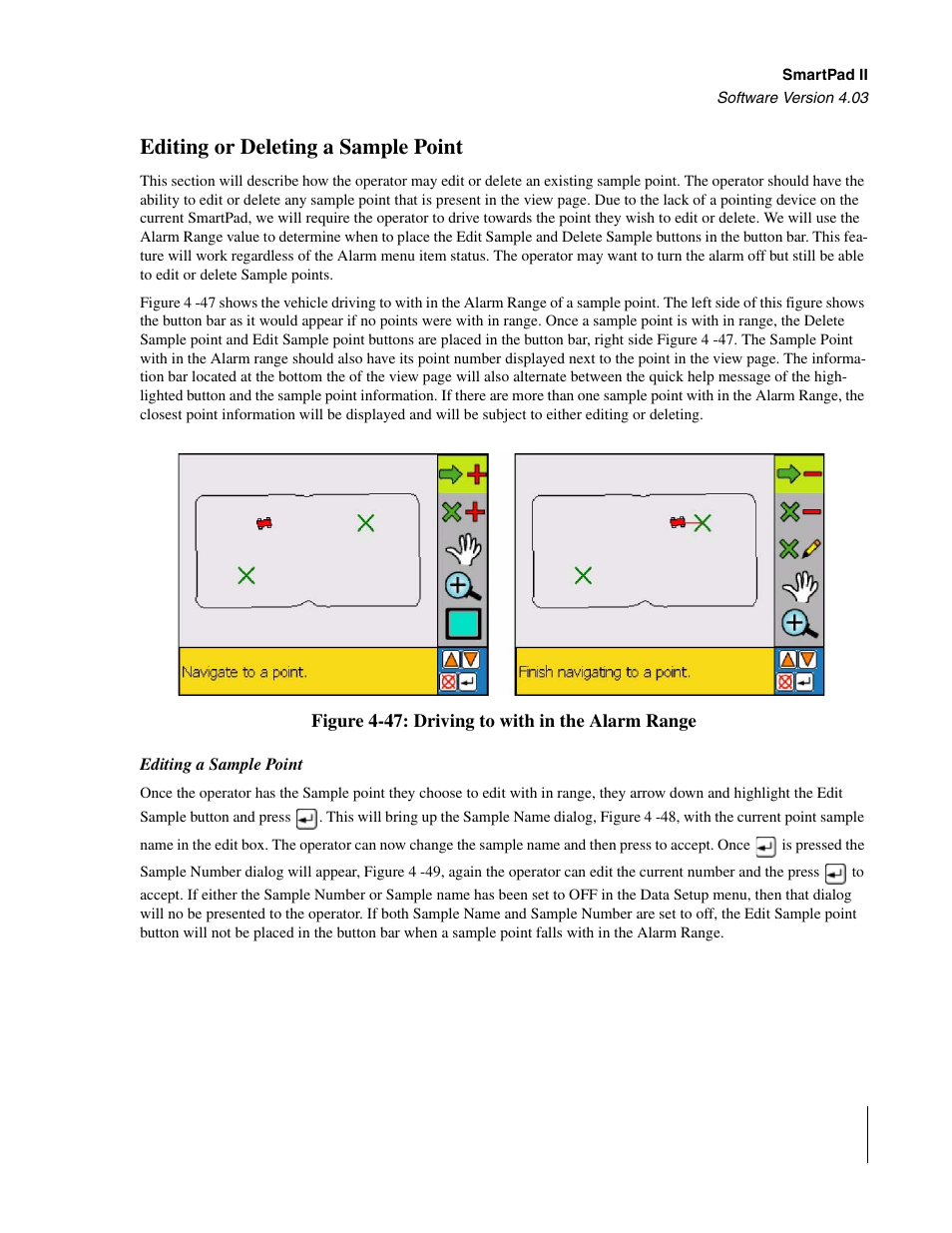 Editing or deleting a sample point, Editing a sample point | TeeJet Swath XL SmartPad II User Manual | Page 173 / 204