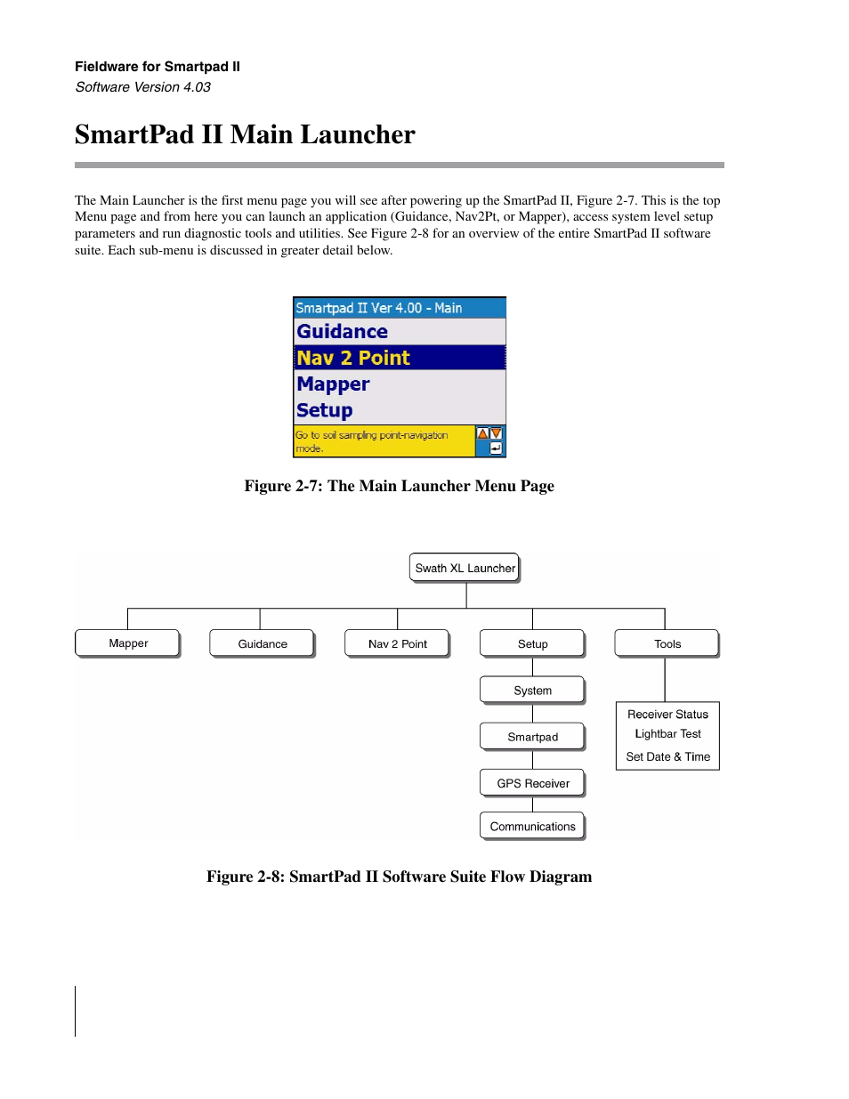 Smartpad ii main launcher | TeeJet Swath XL SmartPad II User Manual | Page 30 / 204