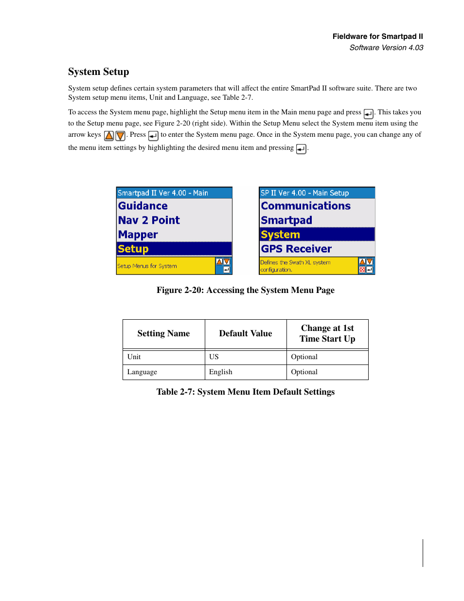 System setup | TeeJet Swath XL SmartPad II User Manual | Page 41 / 204