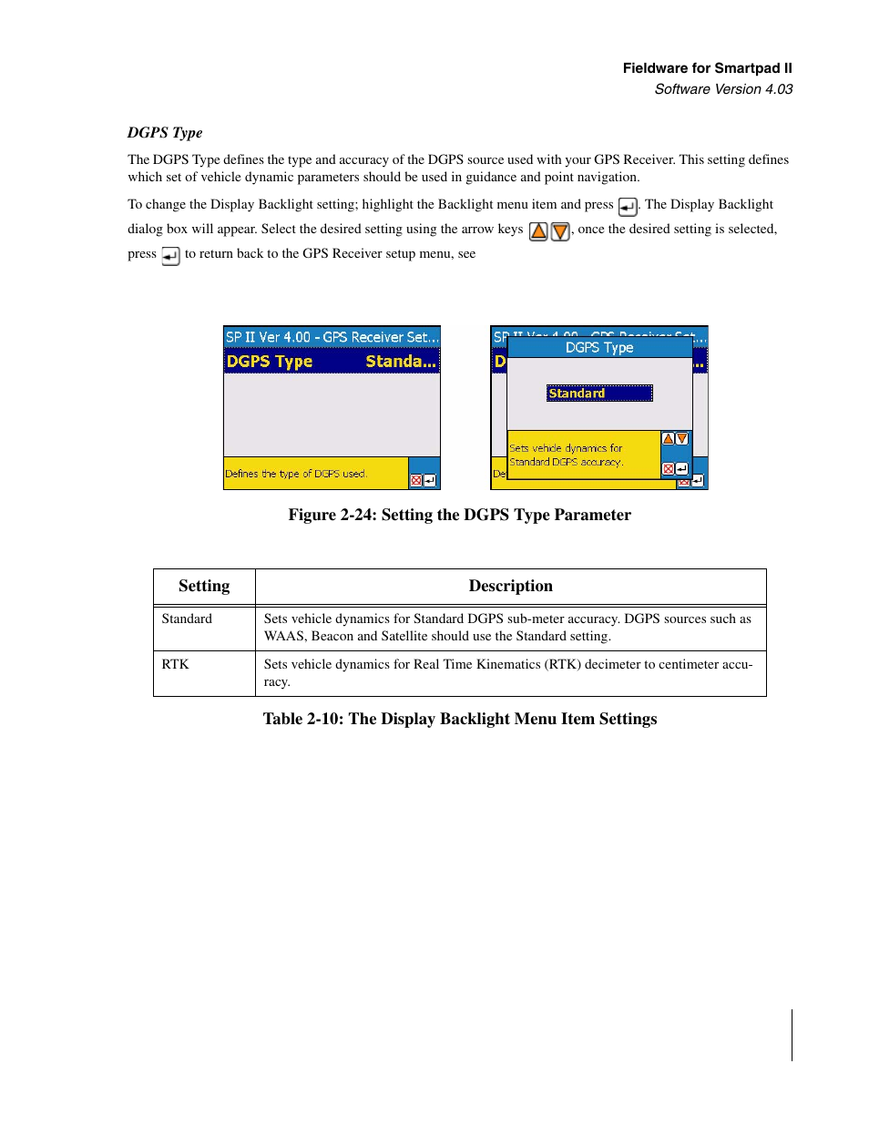 Dgps type | TeeJet Swath XL SmartPad II User Manual | Page 45 / 204