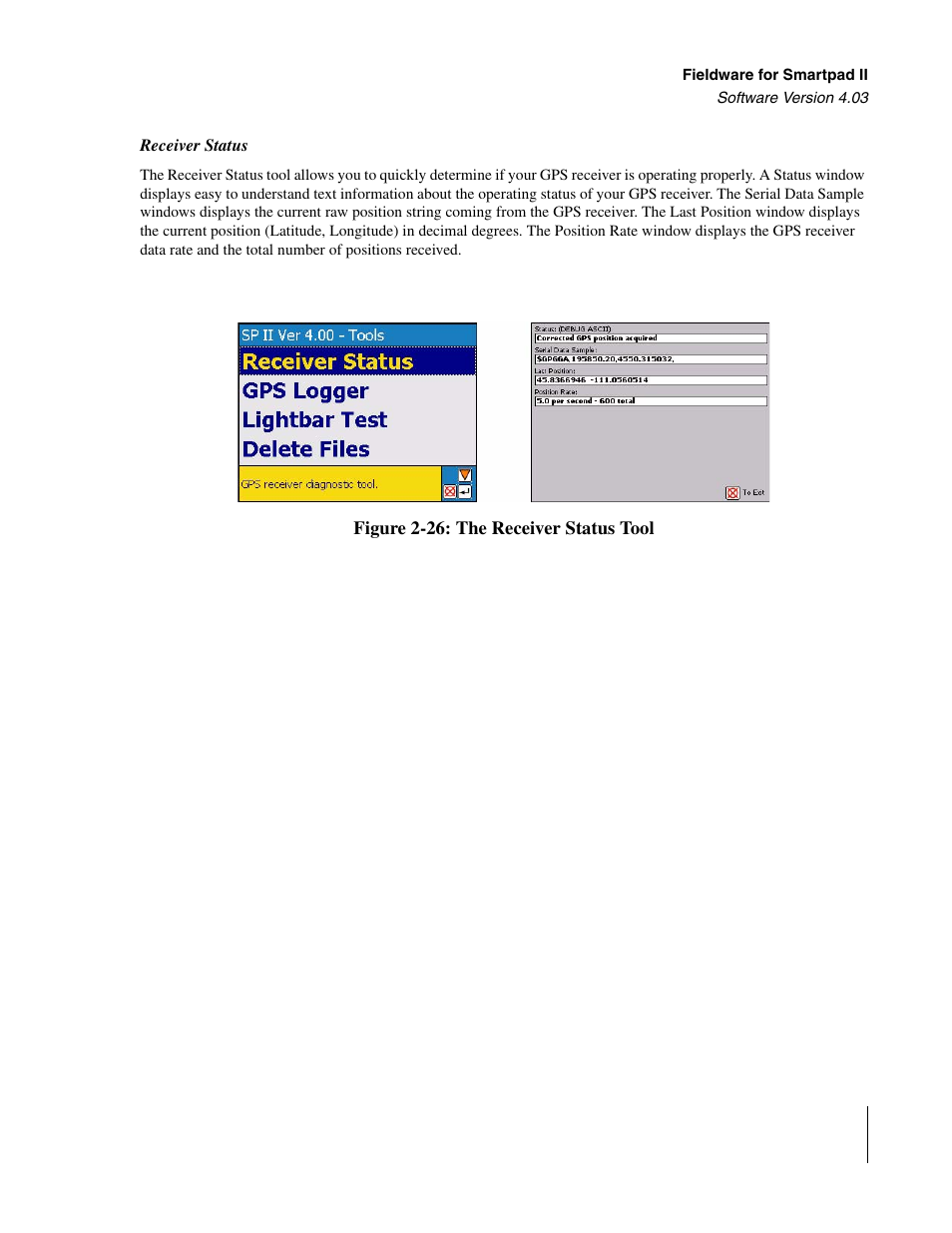 Receiver status | TeeJet Swath XL SmartPad II User Manual | Page 47 / 204