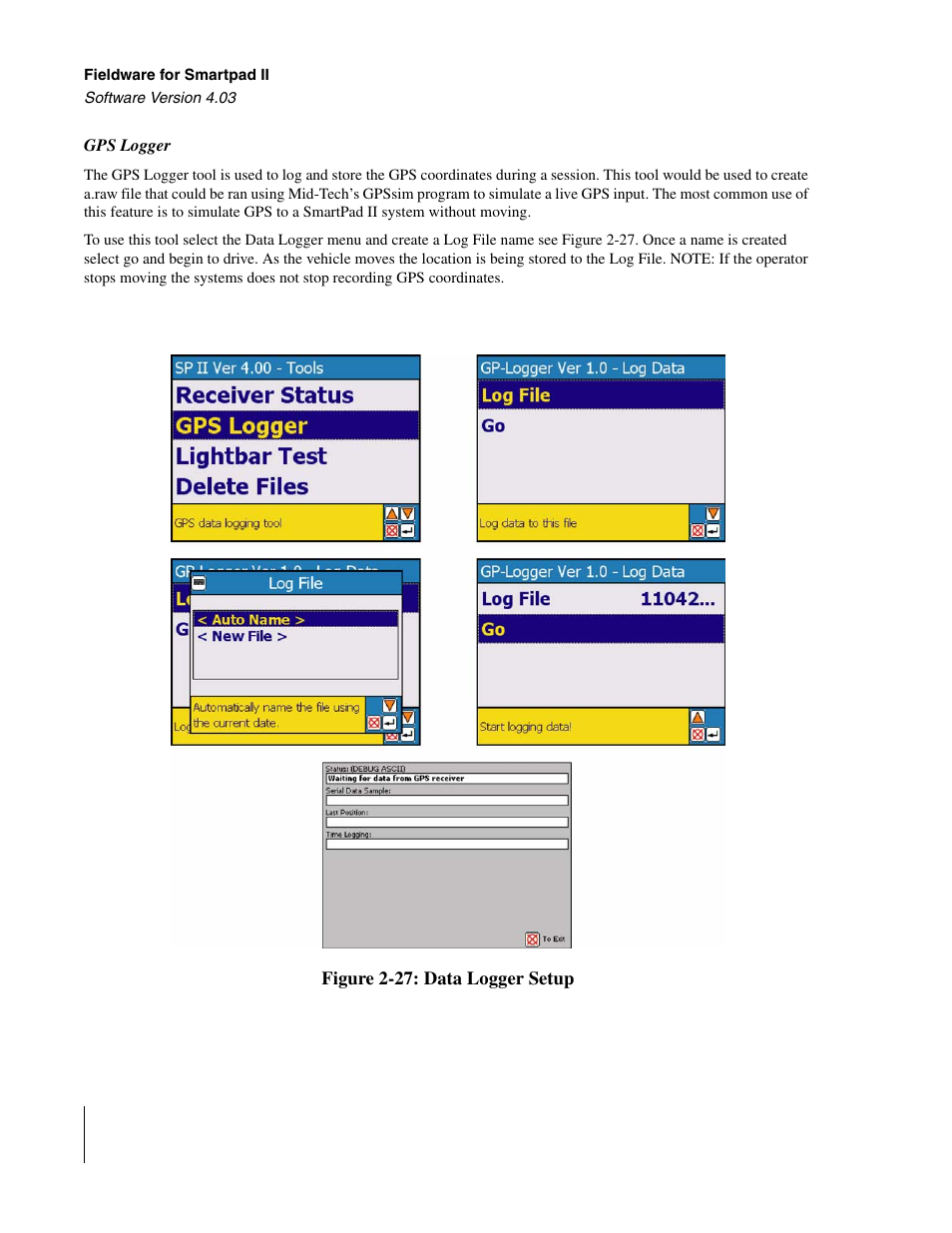 Gps logger | TeeJet Swath XL SmartPad II User Manual | Page 48 / 204