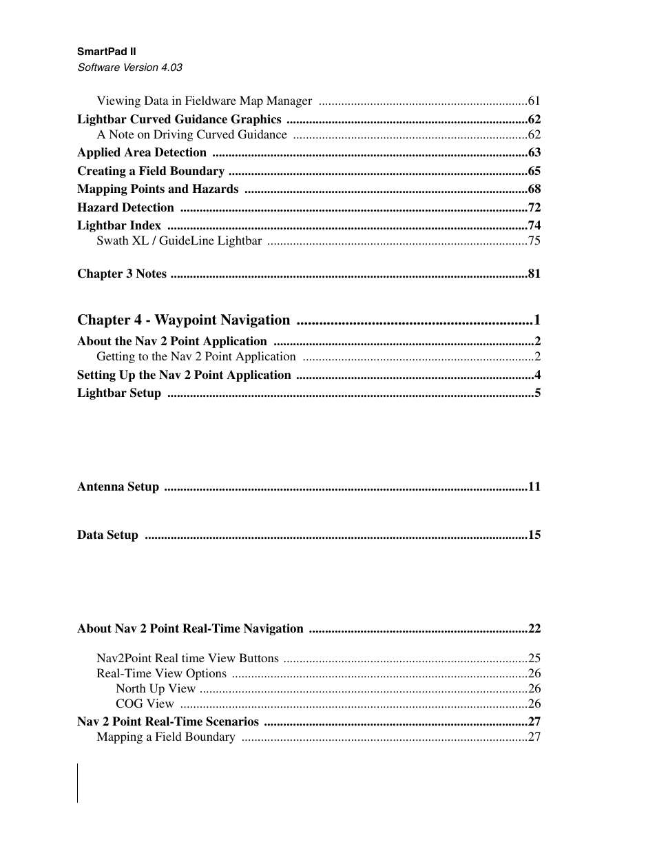 Chapter 4 - waypoint navigation 1 | TeeJet Swath XL SmartPad II User Manual | Page 6 / 204