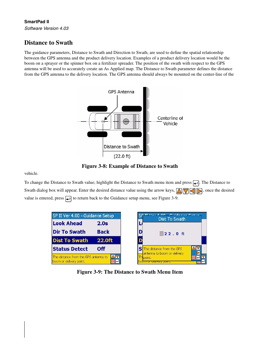 Distance to swath | TeeJet Swath XL SmartPad II User Manual | Page 62 / 204