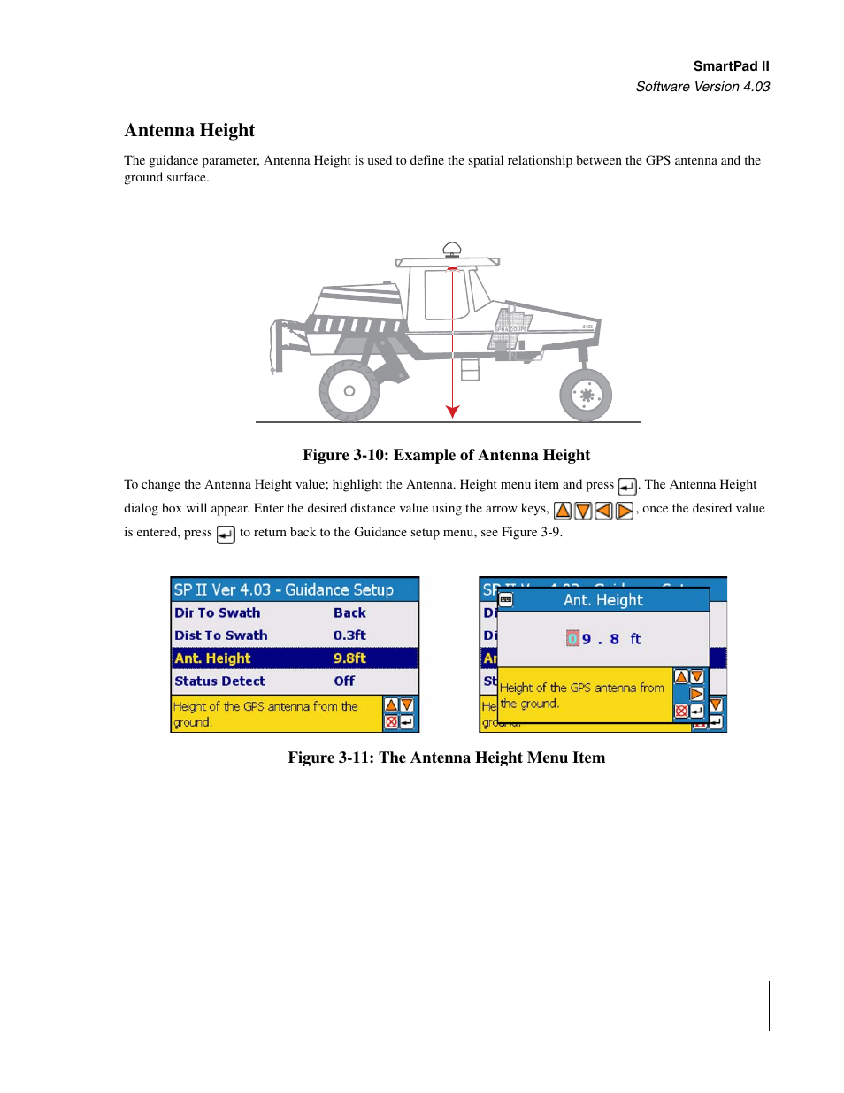 Antenna height | TeeJet Swath XL SmartPad II User Manual | Page 63 / 204