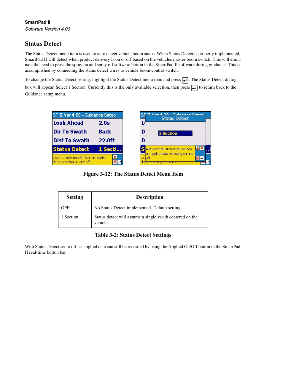 Status detect | TeeJet Swath XL SmartPad II User Manual | Page 64 / 204