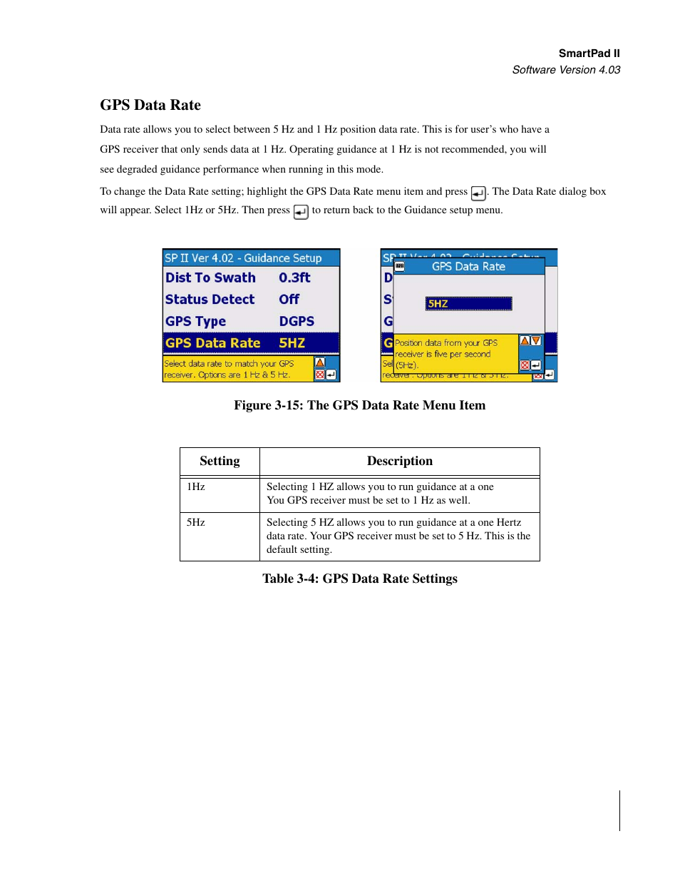 Gps data rate | TeeJet Swath XL SmartPad II User Manual | Page 67 / 204