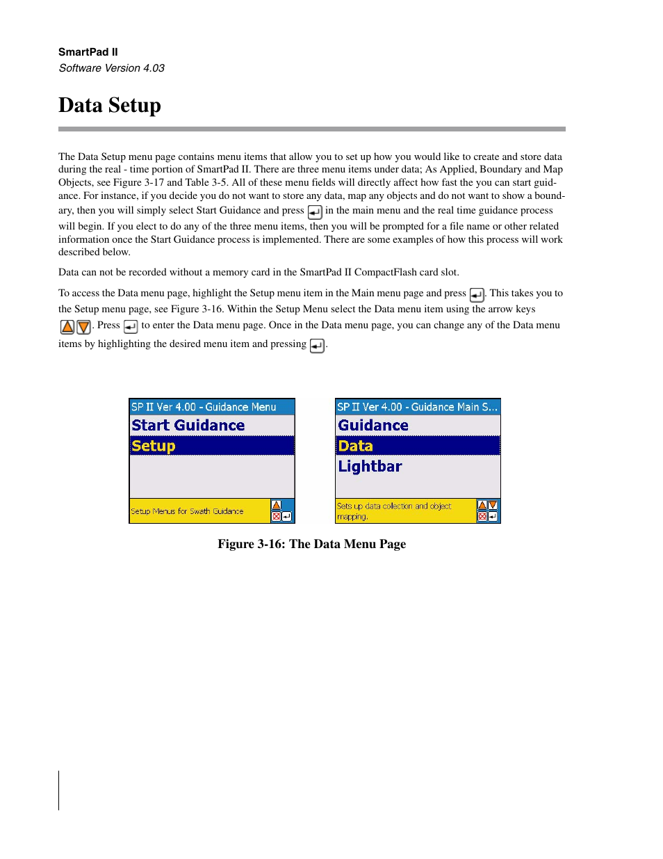 Data setup | TeeJet Swath XL SmartPad II User Manual | Page 68 / 204