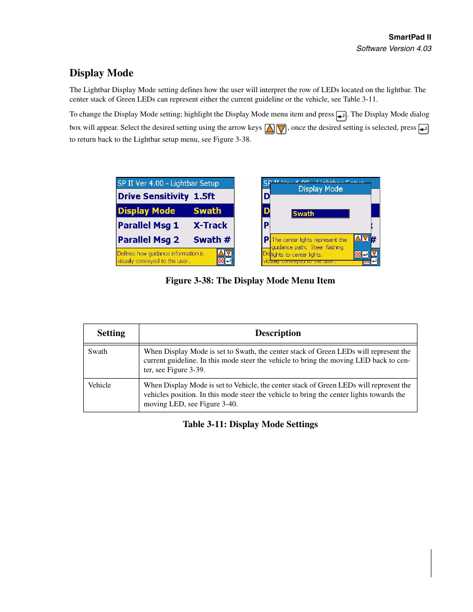 Display mode | TeeJet Swath XL SmartPad II User Manual | Page 83 / 204