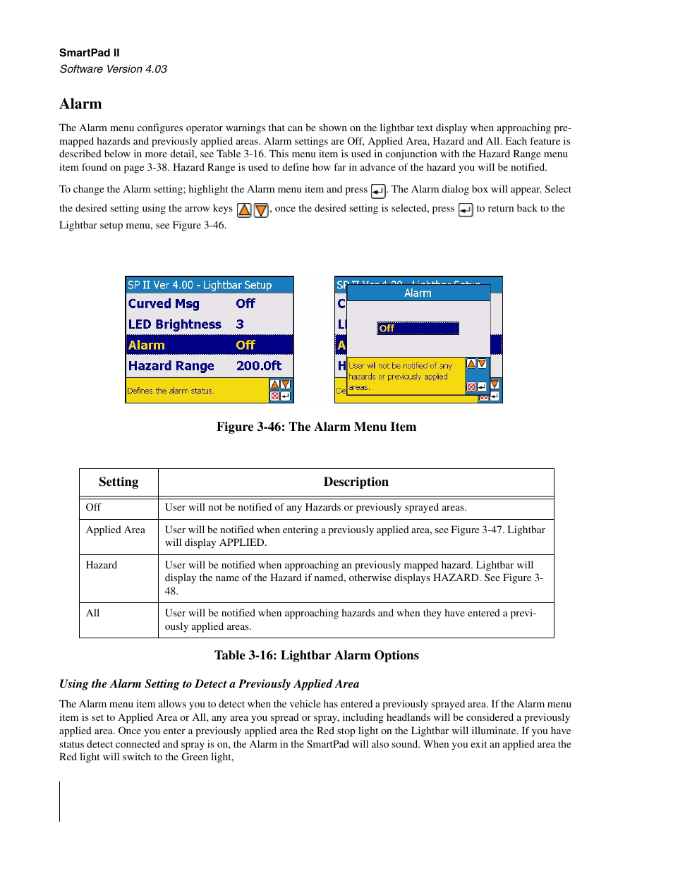 Alarm | TeeJet Swath XL SmartPad II User Manual | Page 90 / 204