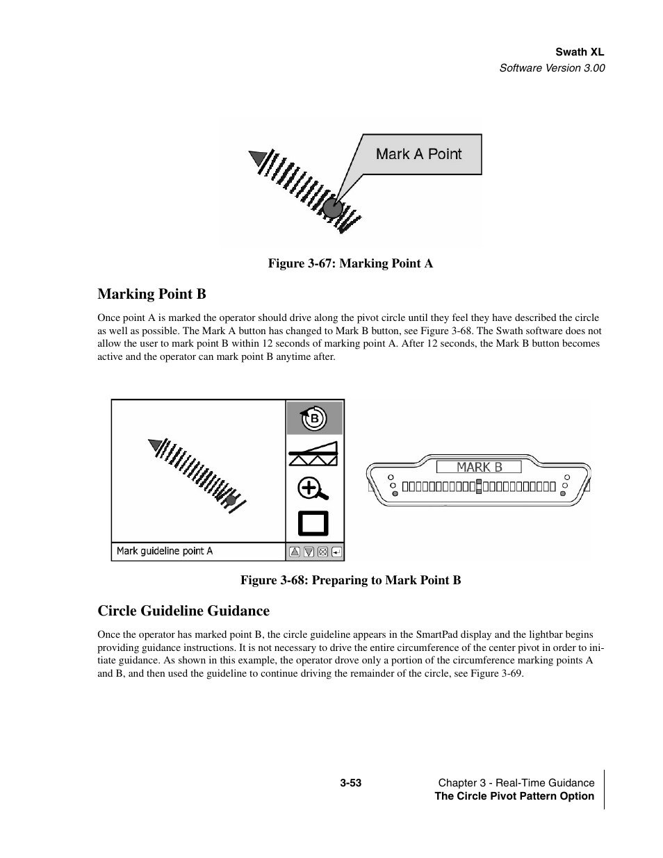 Marking point b, Circle guideline guidance, Marking point b -53 circle guideline guidance -53 | TeeJet Swath XL User Manual | Page 101 / 162