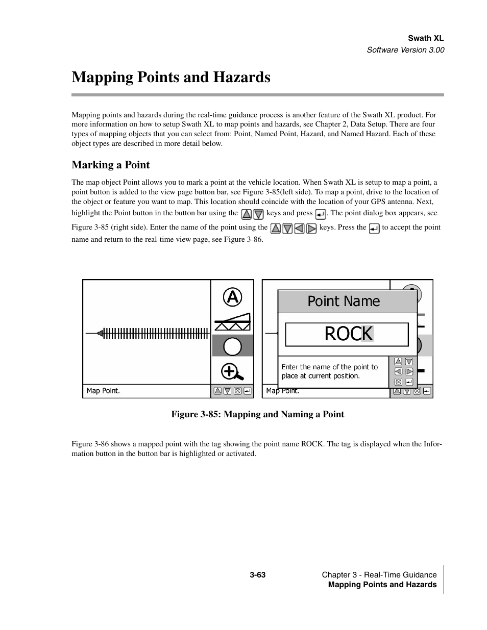 Mapping points and hazards, Mapping points and hazards -63, Marking a point | TeeJet Swath XL User Manual | Page 111 / 162