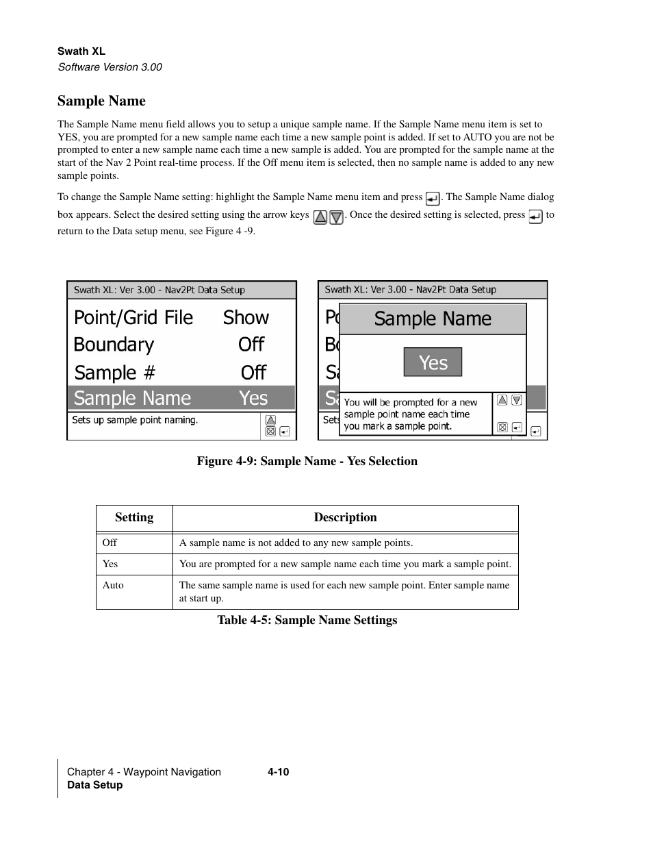 Sample name | TeeJet Swath XL User Manual | Page 130 / 162