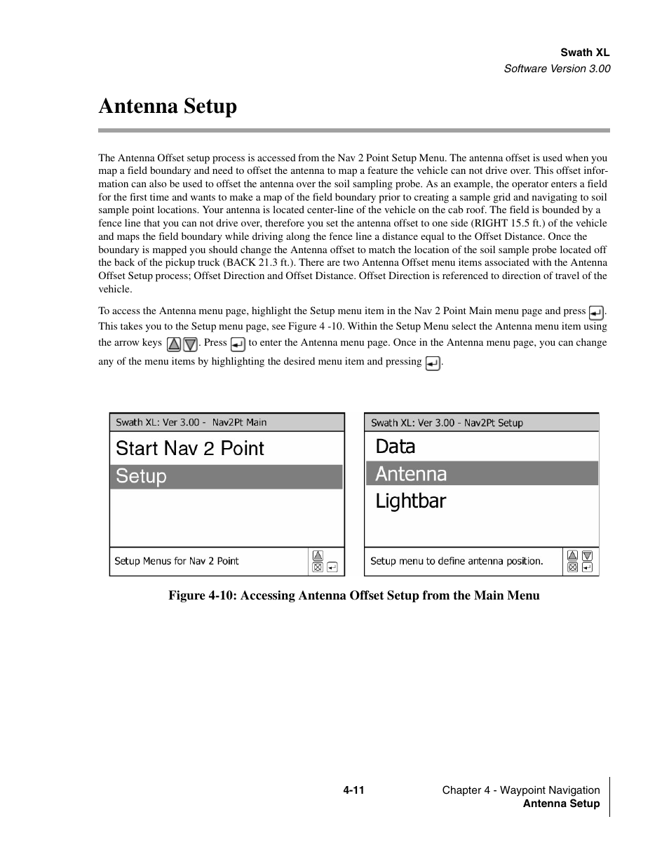 Antenna setup, Antenna setup -11 | TeeJet Swath XL User Manual | Page 131 / 162