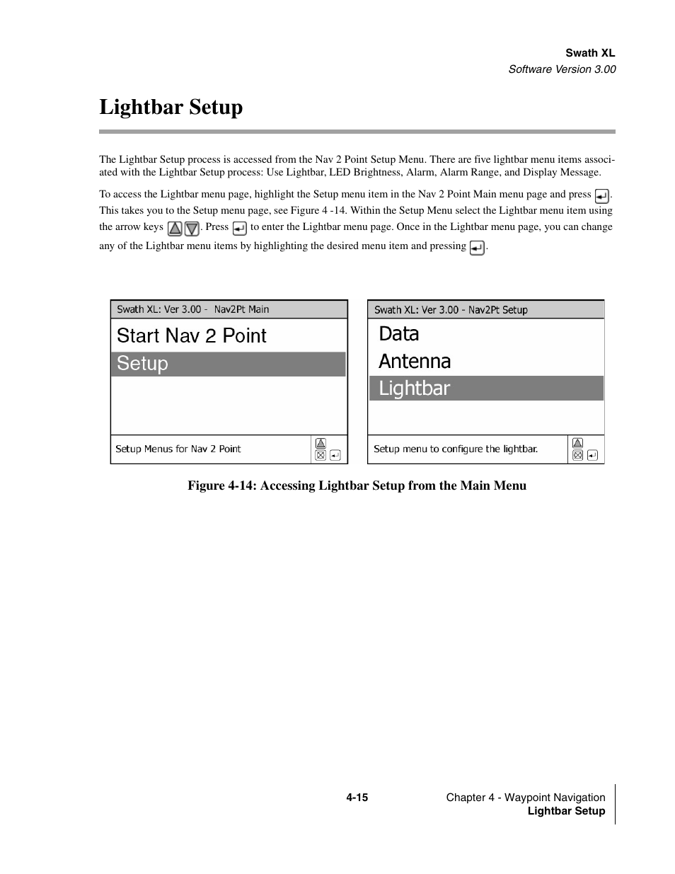 Lightbar setup, Lightbar setup -15 | TeeJet Swath XL User Manual | Page 135 / 162