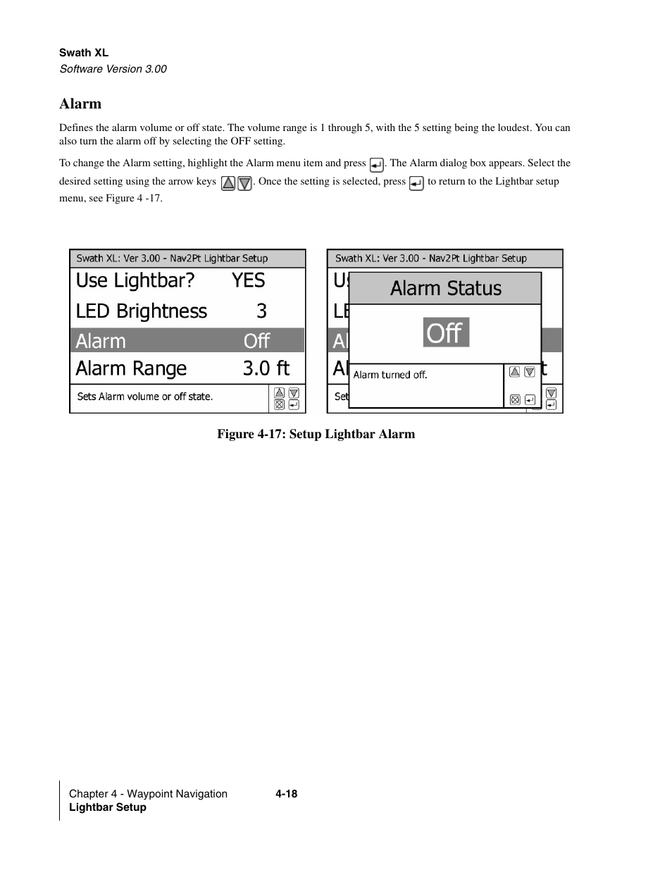 Alarm | TeeJet Swath XL User Manual | Page 138 / 162